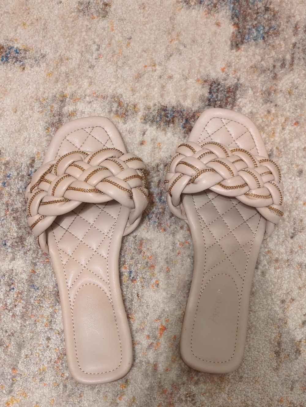 Braided Slide Sandals in Light Beige - Women